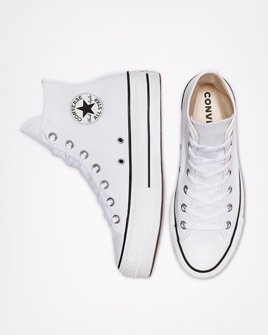 Dámské Boty Na Platformy Converse Chuck Taylor All Star Lift Platene Vysoké Bílé Černé Bílé | CZ NLAI92